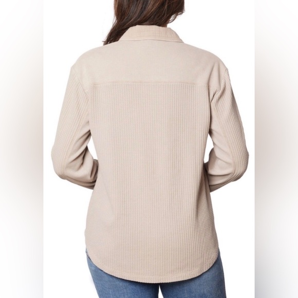 NWT Briggs New York Tan Button-Down Waffle Shirt size L - Picture 3 of 6